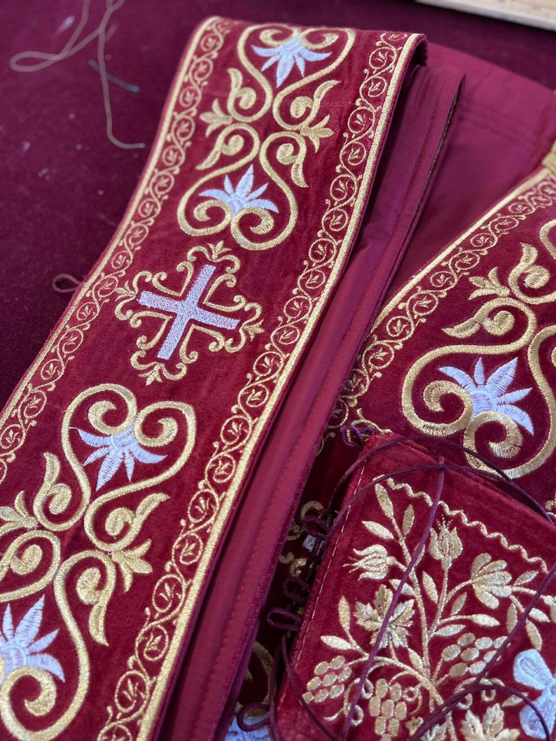 Protodeacon Fully Embroidered Protodeacon Double Orarion With Cuffs - Etsy