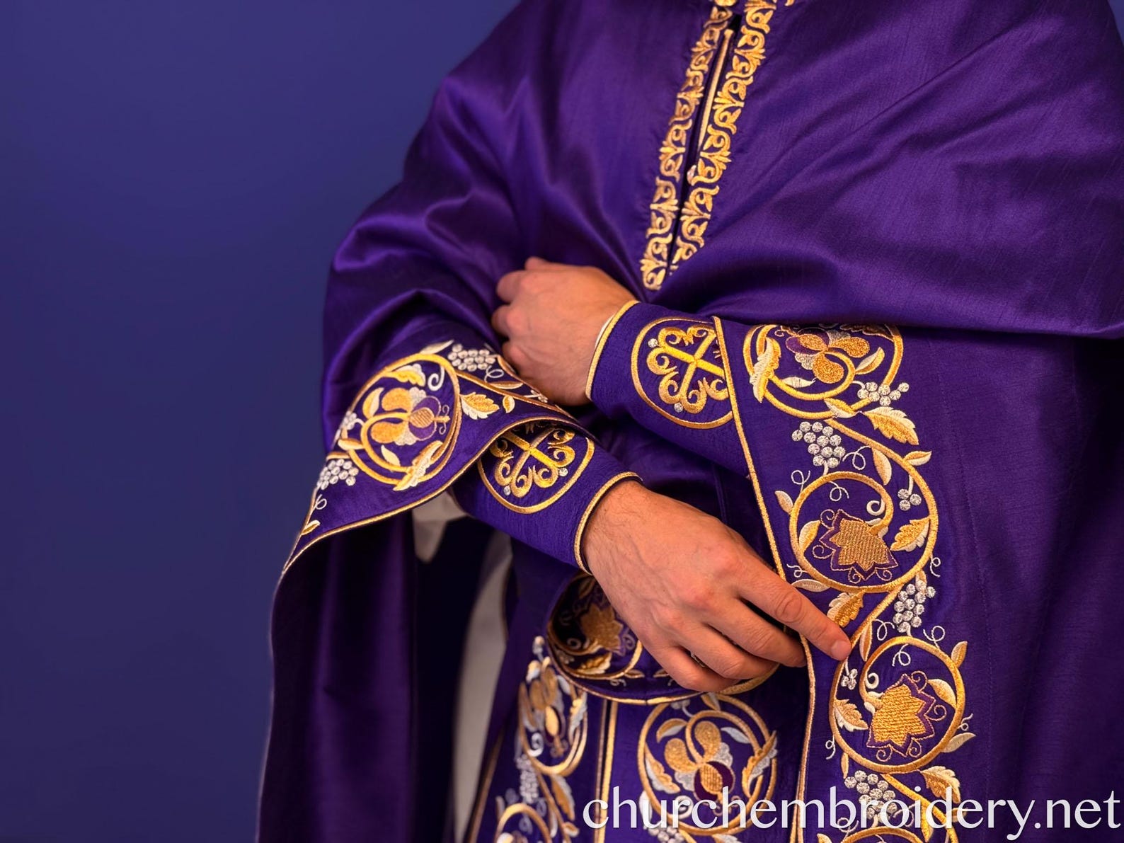 Fully Embroidered Priest Archpriest Orthodox Vestments Set Purple Gold ...