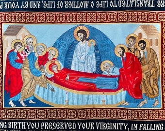 Fully-embroidered Orthodox Church Shroud (epitaphios) of Theotokos