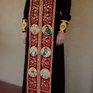 Fully Embroidered Orthodox Priest Bishop Epitrahelion Set (with Cuffs) Custom Stole