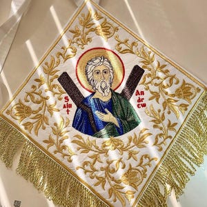 Orthodox Priest Palitsa Epigonation With The Icon of st Andrew The First Call Apostle Of Christ
