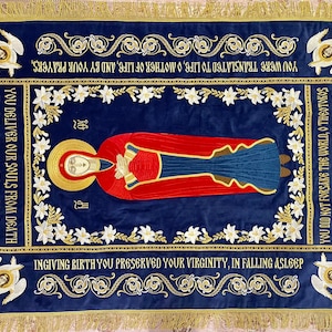 Fully-embroidered Orthodox Church Shroud (epitaphios) of Theotokos