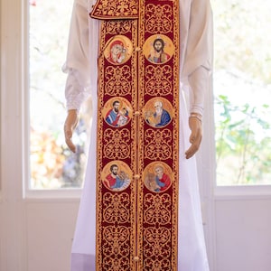 fully embroidered orthodox priest bishop epitrahelion set (with cuffs), st  Apostles