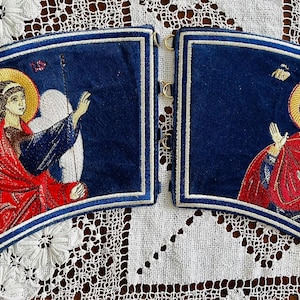 Fully Embroidered Orthodox Priest Bishop Cuffs Annonciations