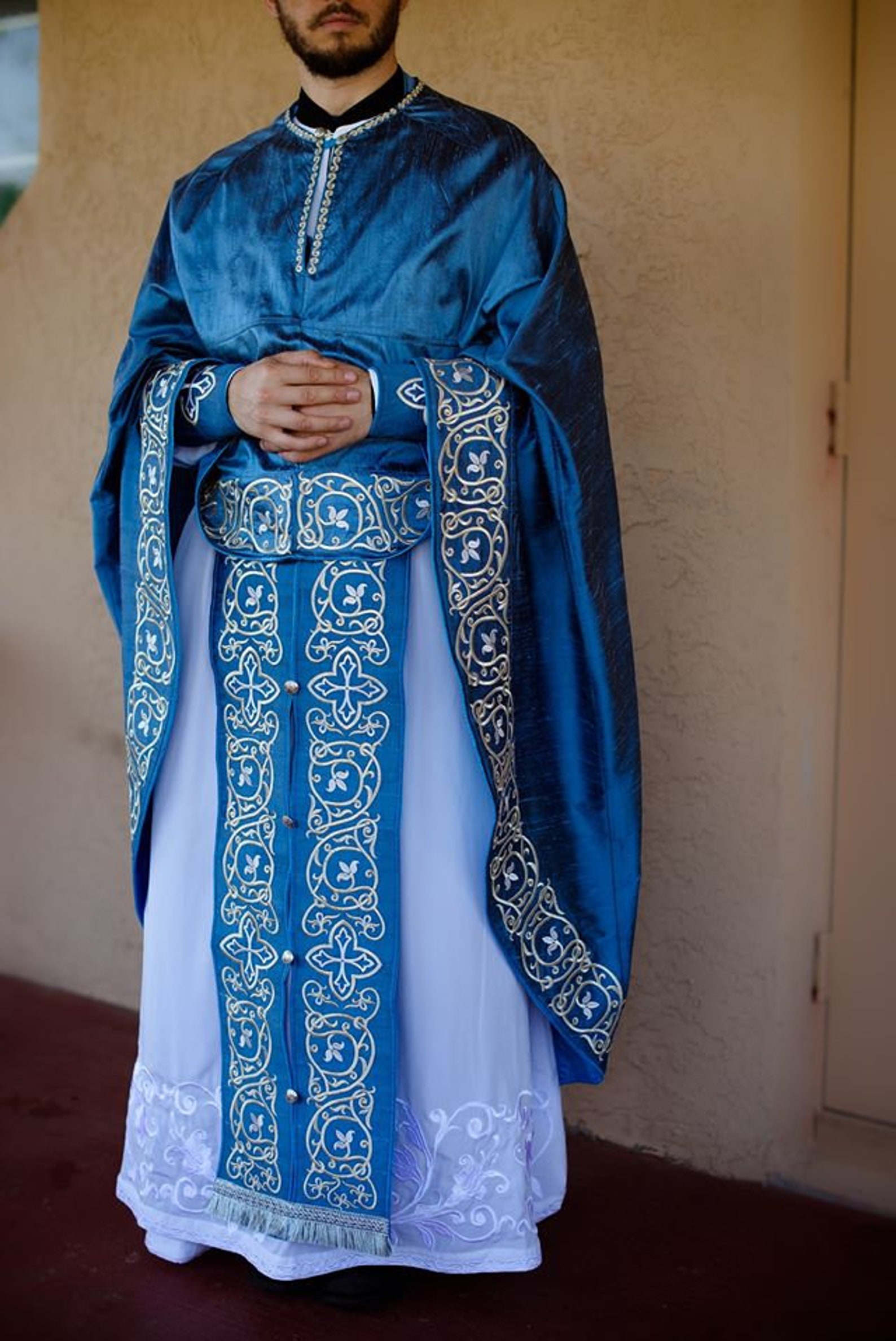 Fully Embroidered Orthodox Priest Vestments Set Blue With Etsy
