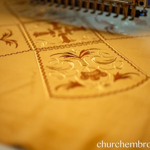 Chalice Covers Set, Fringe. Fully Embroidered  Gold Brown.