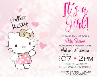 Hello Kitty Invitations Etsy