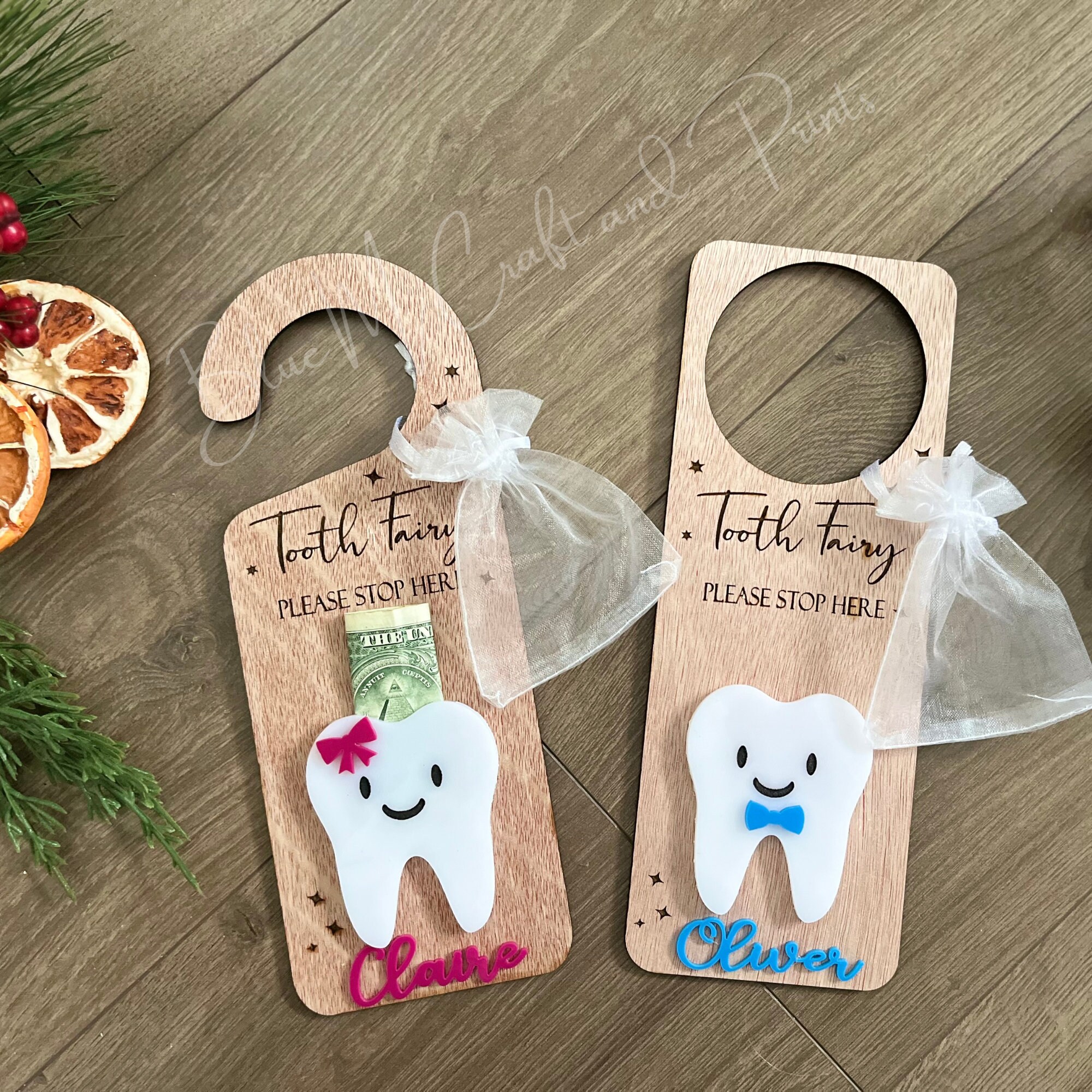 Personalized Tooth Fairy Door Hanger custom Wooden Tooth Fairy Sign ...