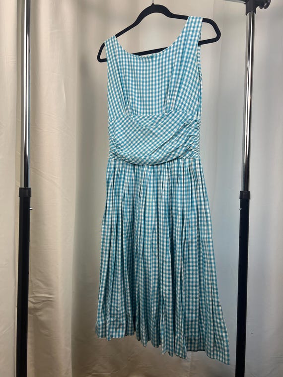 1950s Blue Gingham Dress, 1950s Summer Dress, 1950s Checkered Dress, 1950s Casual Dress, 1950s Day Dress, Vintage 1950s Day Dress