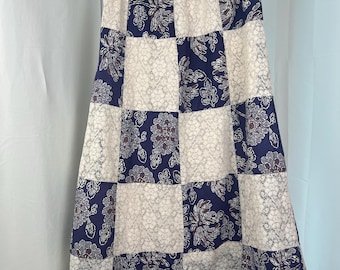 jaren 1970 patchwork rok, jaren 1970 nieuwigheid print rok, jaren 1970 geruite rok, kleine vintage rok, jaren 70 midi rok, jaren 70 bloemen rok, jaren 1970 kanten rok