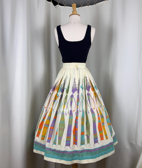 1970s does 1950s Novelty Print Skirt, 1970s Novel… - image 4
