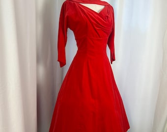 1950s Red Dress, 1950s Vintage Dress, 50s Party Dress, 1950s Cocktail Dress, 50s Dress, 1950s Velvet Dress, 1950s Valentines Dress, 50s