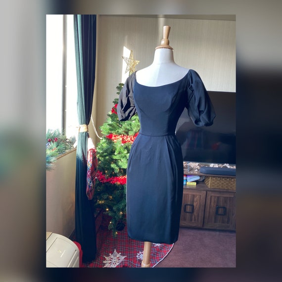 1950s XS Black Wiggle Dres, 50s XS Cocktail Dress