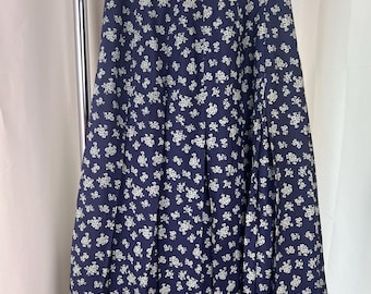 Vintage Floral Midi Skirt, Vintage Floral Blue Skirt, Vintage Nordstrom Skirt, Vintage Skirt, 1980s Midi Skirt, 1990s Y2K Skirt, Midi Skirt