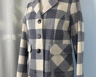 Pendleton-jas jaren 1970, vintage jas jaren 1970, geruit jasje jaren 1970, bijgesneden flanel, vintage jas, vintage jas, vintage wollen Pendleton