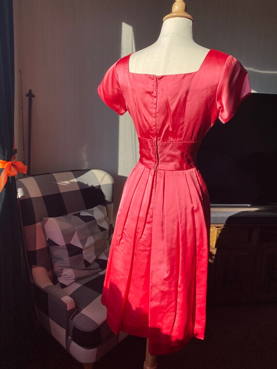 1950s XS Pink Satin Dress, 50s Barbie Dress, 50s … - image 6