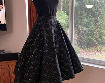 1950s Black Circle Skirt, 1950s Grey Circle Skirt, 1950s full Circle Skirt, Small Circle Skirt, Sequin Circle Skirt, 50s Circle Skirt