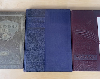 Vintage jaarboeken, veel vintage jaarboeken, oude jaarboeken, jaarboek jaren 1920, jaarboeken jaren 1930, art deco-jaarboeken