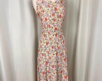 1950s Floral Dress, 1950s Slip Dress, 1950s Beige Floral Dress, 1950s Dress, 1950s Summer Dress, 1950s Mary Sachs Dress, Mary Sachs 50s Dres