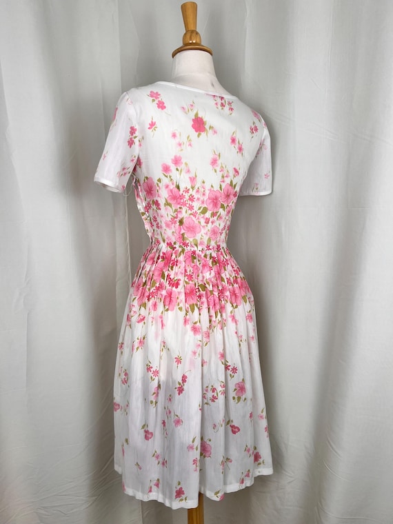 1950s Pink Dress, 1950s Floral Dress, 1950s White… - image 5
