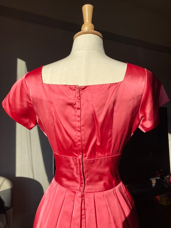 1950s XS Pink Satin Dress, 50s Barbie Dress, 50s … - image 5