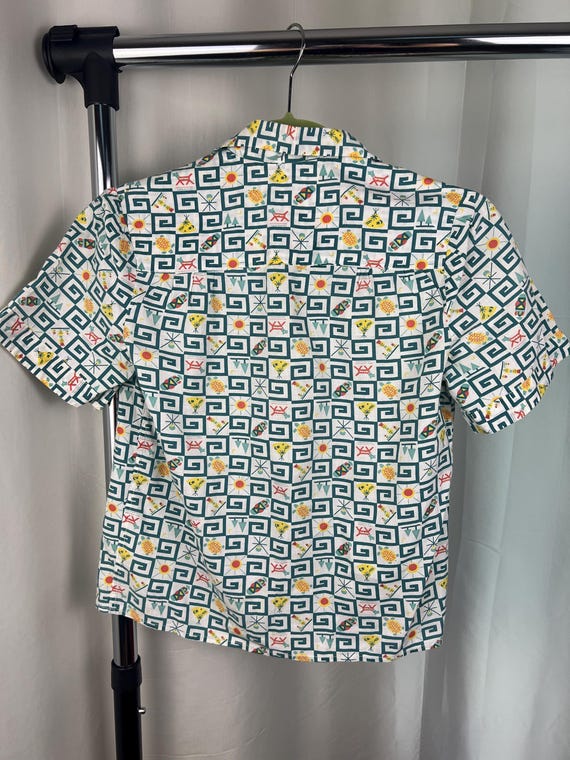 1950s Novelty Print Button Up T-Shirt, 1950s Atom… - image 2