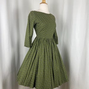 Olive Green Vintage Flare Dress - Etsy