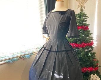 1950s Little Black Dress, 1950s Fit and Flare Dress, LBD, 50s