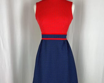 1960s Polka Dot Dress | Size Small w28 | 50s True Vintage Dress | MCM Rockability Day Dress