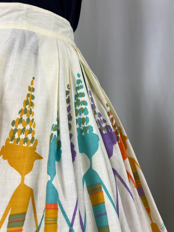 1970s does 1950s Novelty Print Skirt, 1970s Novel… - image 2