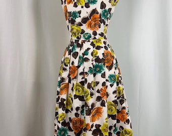 Jaren 1950 bloemenjurk, jaren 1950 witte jurk, jaren 50 zomerjurk, jaren 1950 bloemenjurk, jaren 50 roze jurk, jaren 1950 vintage jurk, jaren 1950 jurk