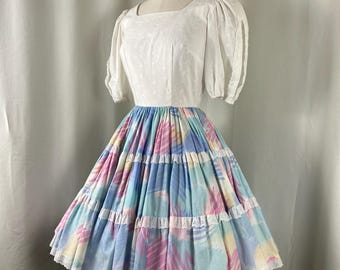 jaren 1950 vintage jurk, 1950 square dance jurk, jaren 1950 regenboog jurk, jaren 1950 dagjurk, jaren 1950 zomerjurk, jaren 1950 kleurrijke jurk, jaren 50 oogje