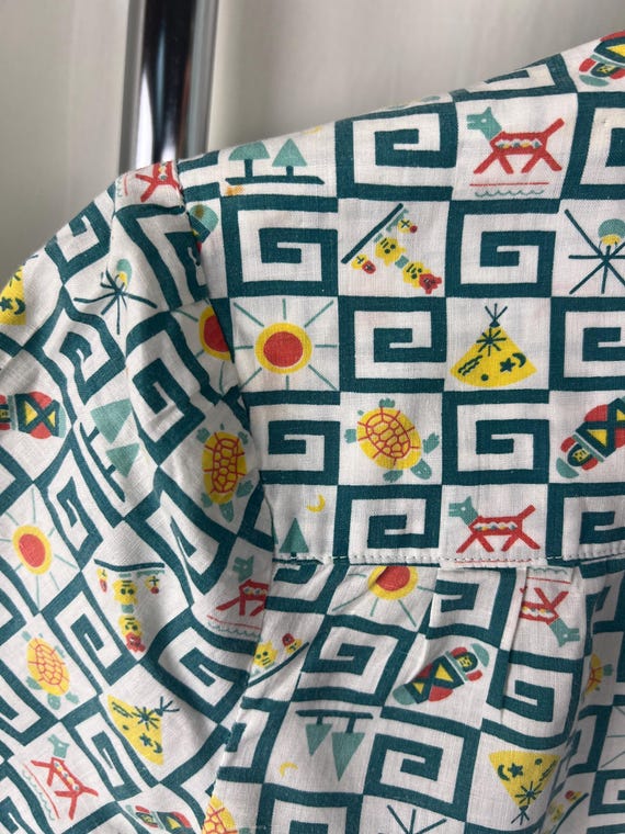 1950s Novelty Print Button Up T-Shirt, 1950s Atom… - image 7