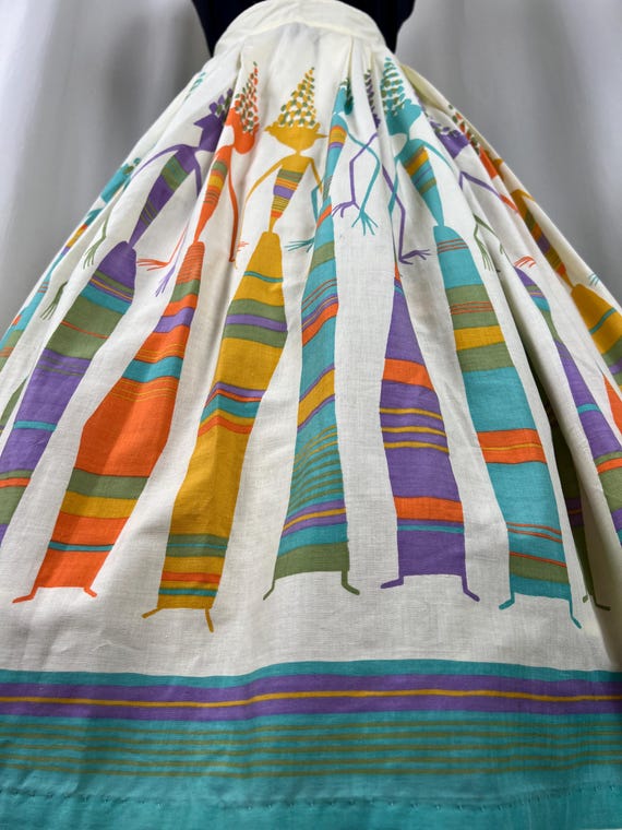 1970s does 1950s Novelty Print Skirt, 1970s Novel… - image 3