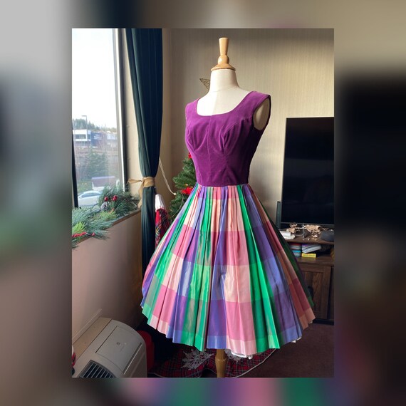 1950s Striped Rainbow Party Dress