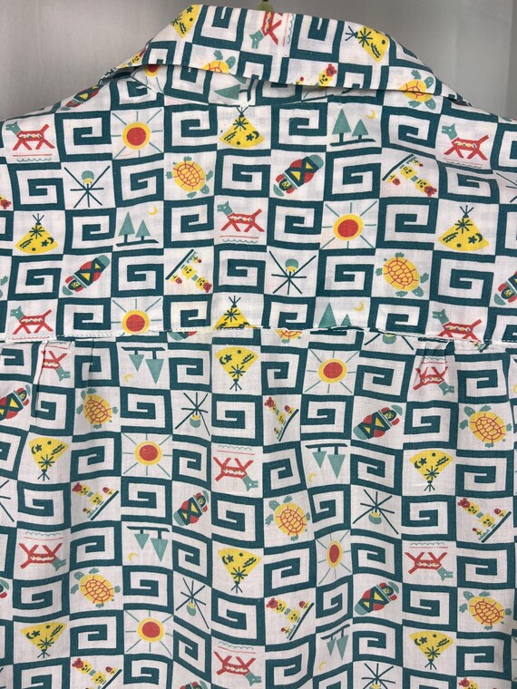 1950s Novelty Print Button Up T-Shirt, 1950s Atom… - image 4
