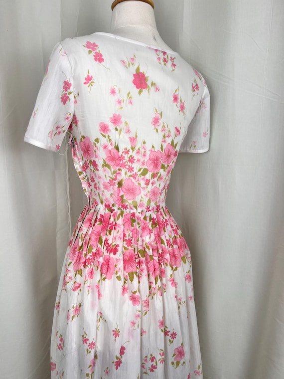 1950s Pink Dress, 1950s Floral Dress, 1950s White… - image 6