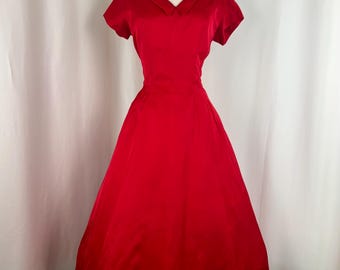 1950s Red Cocktail Dress | Size Small Waist 25 | 50s Valentines Dress | True Vintage Party Dress