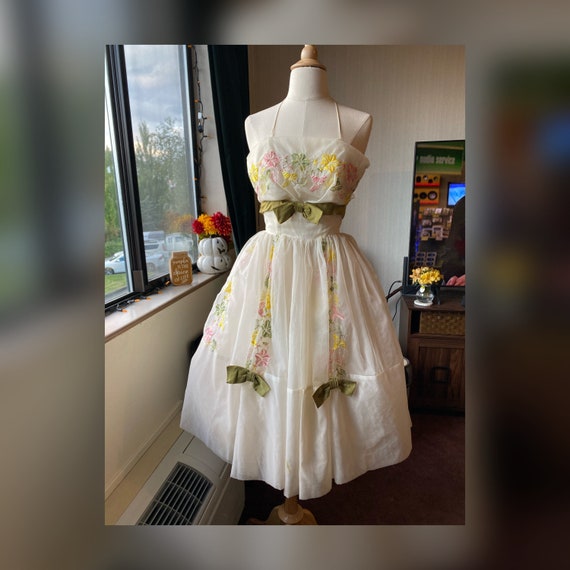 RESERVED! Do not buy! 1950s Chiffon Lace Dress