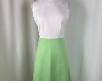 1960s Green Mod Dress | 60s Colorblock Slip Dress | True Vintage MCM Dress