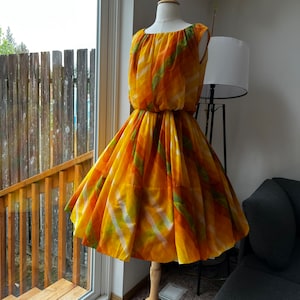 1950s / 1960s Autumn Chiffon Dress