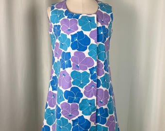 1960s Floral Mod Dress | Waist 35 Inches | 1960s Mod MCM Dress | True Vintage Cocktail Dress | 60s Mini Slip Dress