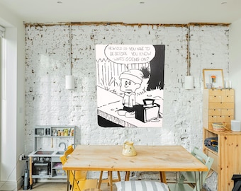 Calvin and Hobbes Inspired Hand Painted Canvas Wall Art