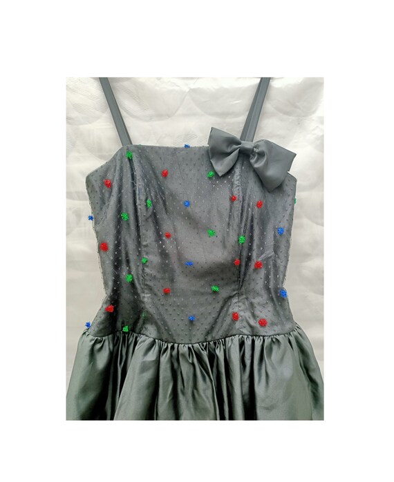 60s black prom dress // ruffles prom dress // bow