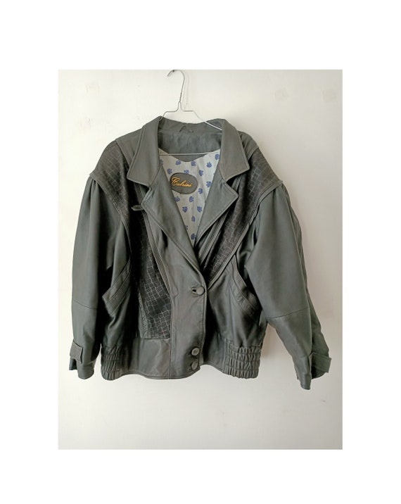 vintage 80s black fake leather oversized women bom