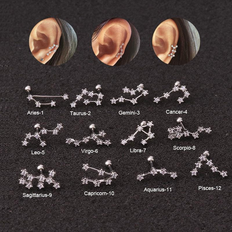 Zodiac Twelve Star Constellation Cartilage Earring, cartilage earring…