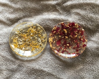 Floral & Gold/Silver Flake Resin Ring Dish
