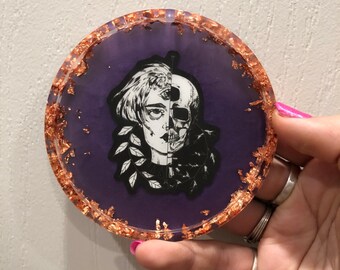 Dark Woman/Skull Resin Coaster