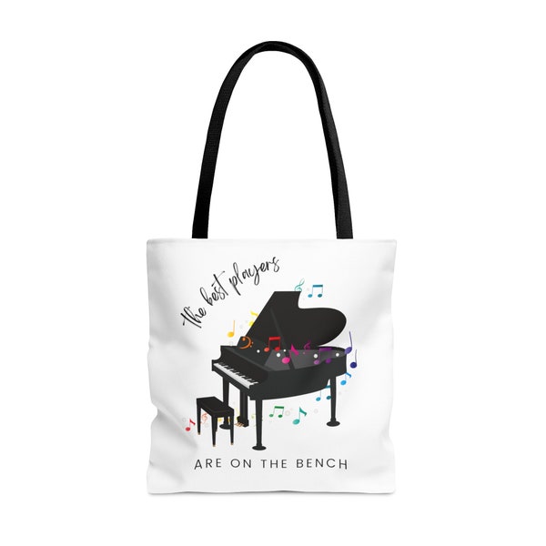 The Best Players Are On The Piano Bench Tote Bag, Piano Lover's Gift, Piano Teacher Gift, Music Enthusiast Gift,  Piano Book Bag