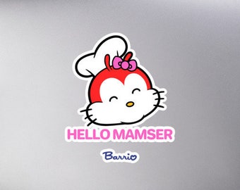 Hello Mamser Bubble-Free Filipino Sticker - Funny Filipino Clothing - Pinoy - Pinay - Phillippines - Filipino American - Cartoon Food Parody